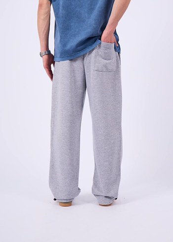 Gri Denim Eşofman Premium Zip Hoodie Oversize Kışlık - Görsel 3