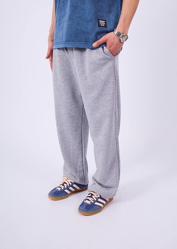 Gri Denim Eşofman Premium Zip Hoodie Oversize Kışlık - Görsel 4