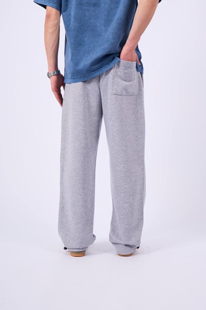 Gri Denim Eşofman Premium Zip Hoodie Oversize Kışlık - Görsel 3