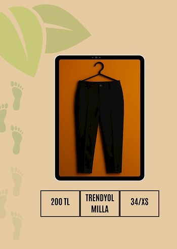 Trendyol Milla Siyah Kemerli Kadın Kumaş Pantolon