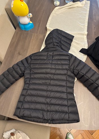 xs Beden Siyah Kapüşonlu Fermuarlı Kadın Mont