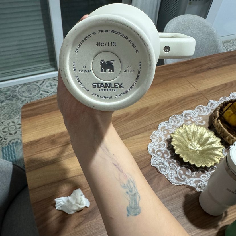 Pipetli Stanley Bej/Beyaz Termos - Görsel 3