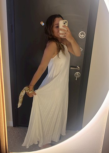 Beyaz Askılı Uzun Bohem Elbise - Görsel 2