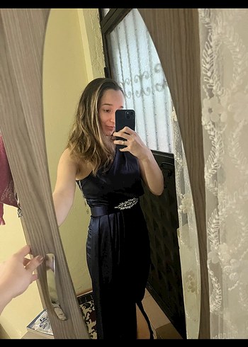 Siyah Straplez Midi Elbise - Görsel 3