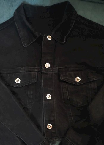 Siyah Düğmeli Kadın Kot Ceket - Görsel 2