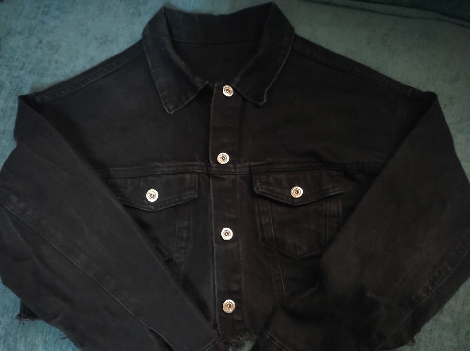 Siyah Düğmeli Kadın Kot Ceket - Görsel 2