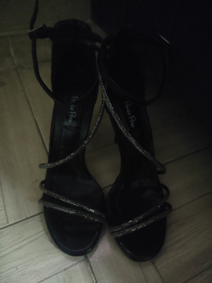 Siyah Parlak Yılan Desenli Topuklu Ayakkabı - Görsel 4