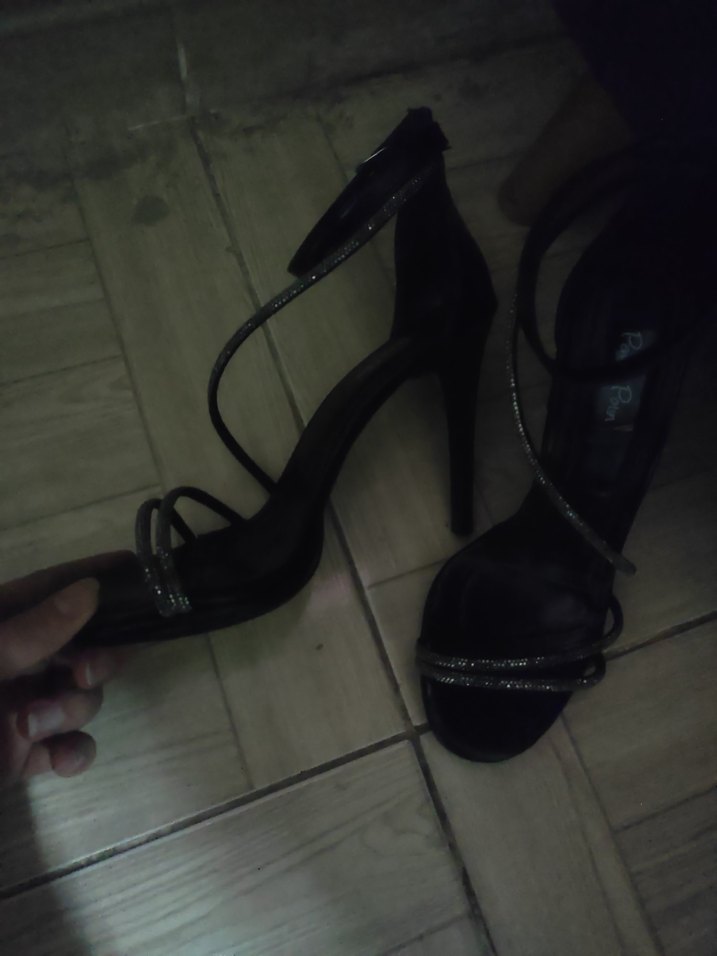 Siyah Parlak Yılan Desenli Topuklu Ayakkabı - Görsel 2