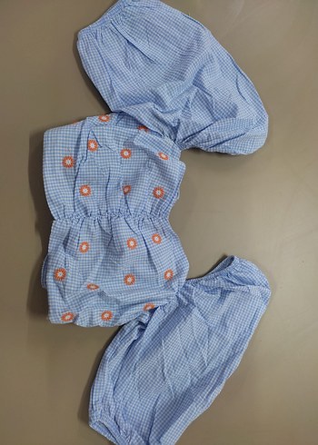 Nakışlı Mavi Mini Bluz - Görsel 2