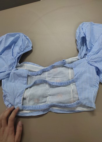 Nakışlı Mavi Mini Bluz - Görsel 3