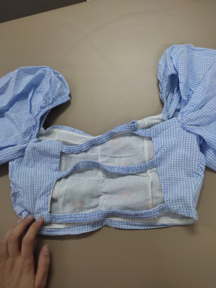 Nakışlı Mavi Mini Bluz - Görsel 3