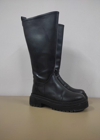 Siyah Kadın Diz Boyu topuklu bot - Görsel 4