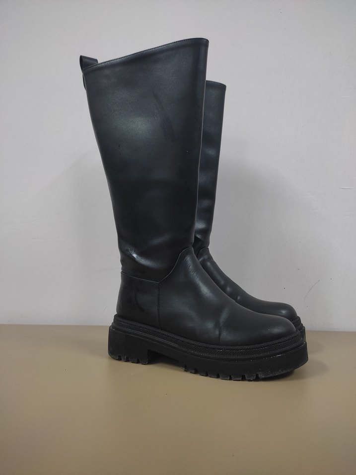 Siyah Kadın Diz Boyu topuklu bot - Görsel 4