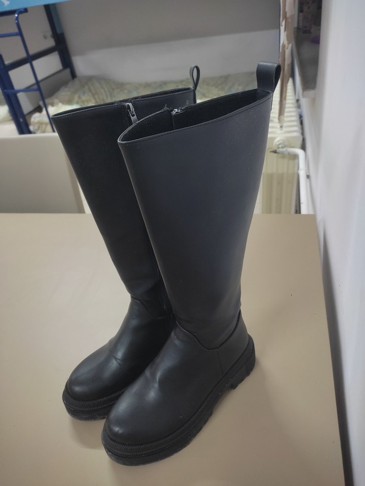 Siyah Kadın Diz Boyu topuklu bot - Görsel 3