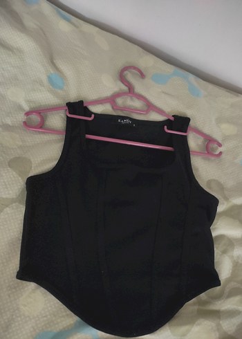 Siyah V Yaka Kadın Gösterişli Crop - Görsel 2