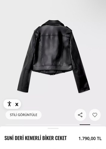 Kadın Siyah Deri Biker Ceket - Görsel 4