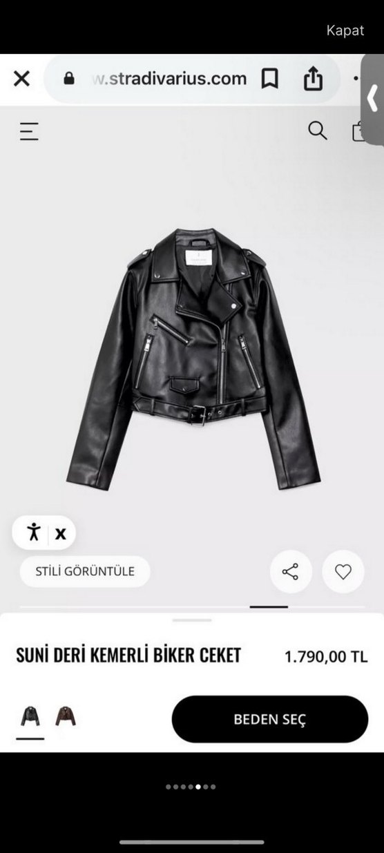 Kadın Siyah Deri Biker Ceket - Görsel 3