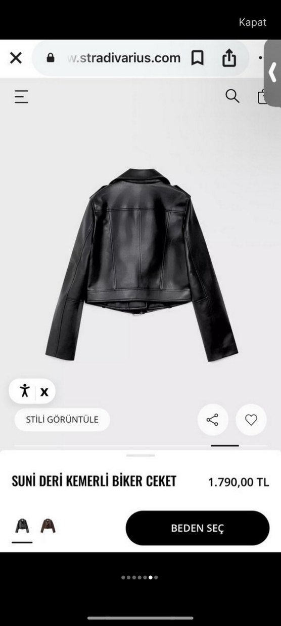 Kadın Siyah Deri Biker Ceket - Görsel 4