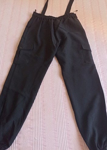 Diğer Siyah Beli Kemerli Rahat Kadın Kumaş Pantolon