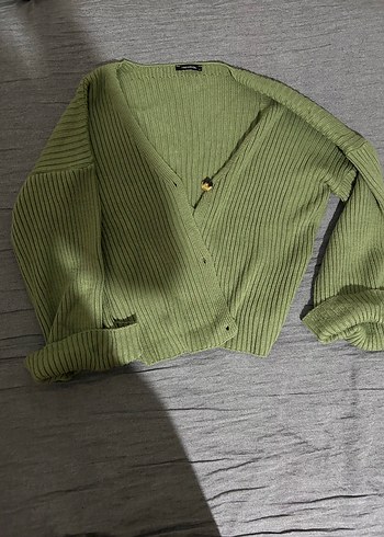 Düğmeli Gri  Kadın Hırka - Görsel 2