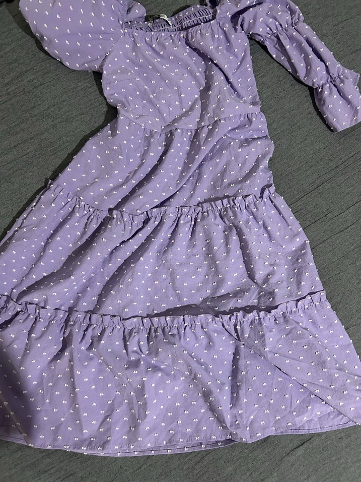 Mor Bohem Midi Elbise - Görsel 3