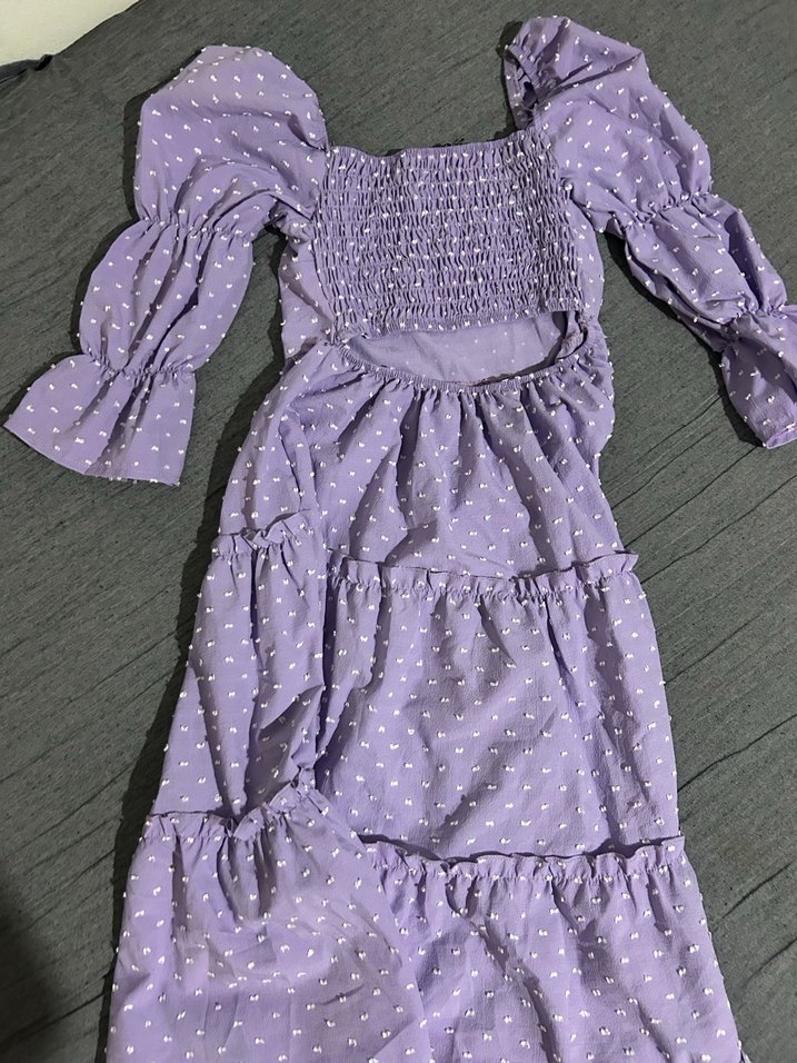 Mor Bohem Midi Elbise - Görsel 2