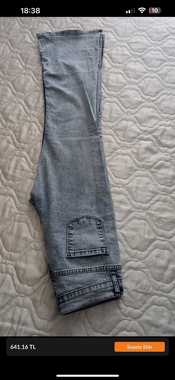 Gri Batik Desenli Rahat Kesim Kadın Kot Pantolon - Görsel 2