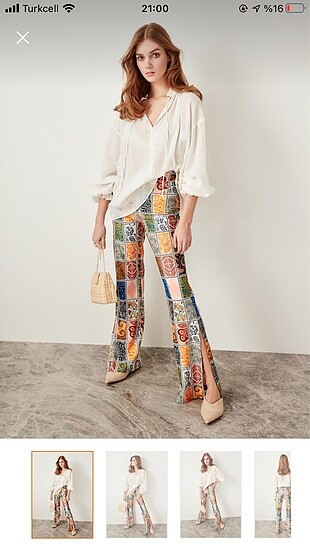 Trendyol Dalgıç Kumaş Flare Pantolon