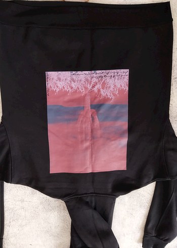 Kadın Siyah Fitted Sweatshirt Velcro Detaylı - Görsel 5