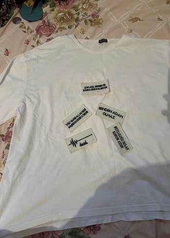 xl Beden beyaz Renk Yazılı Kadın Tişört