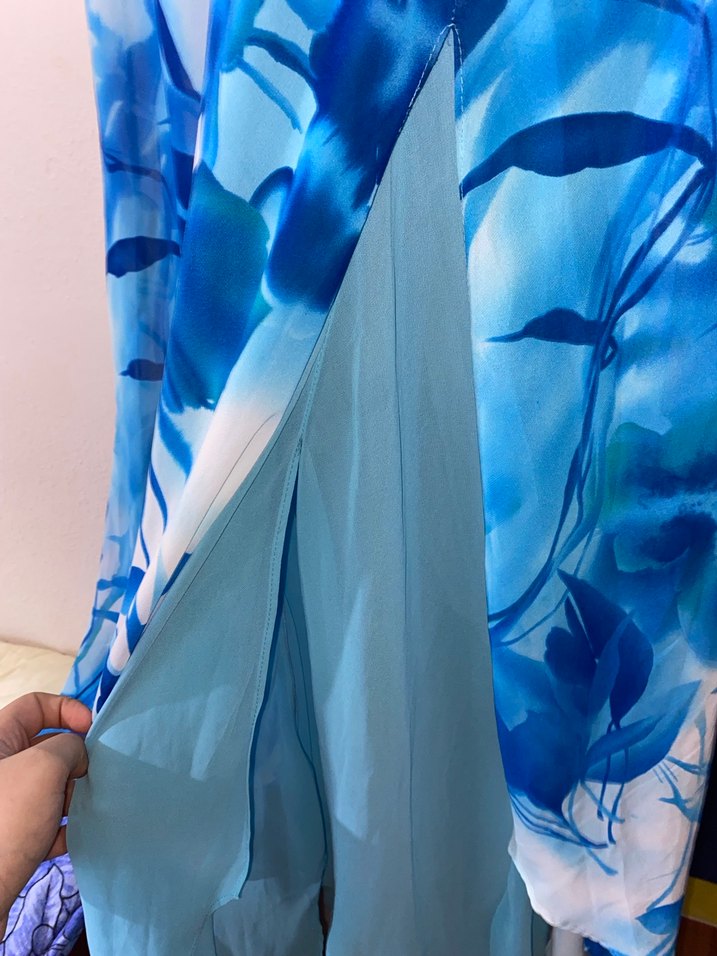 Mavi Drapeli Uzun Kadın Elbise - Görsel 2