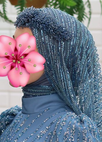 taş,boncuk islemeli mavi nişanlık