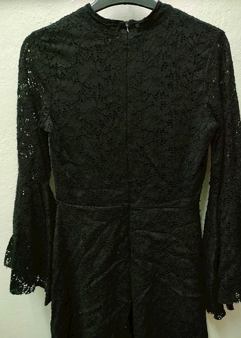 Dantel Detaylı Siyah Uzun Gotik Elbise - Görsel 5