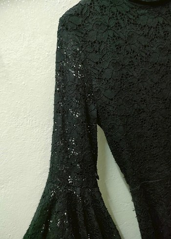 Dantel Detaylı Siyah Uzun Gotik Elbise - Görsel 6