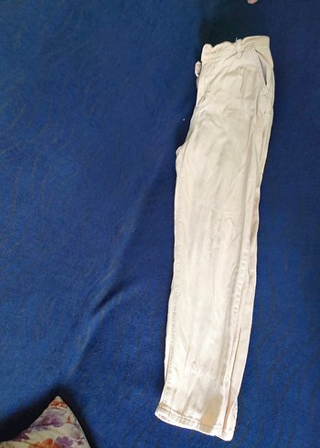 Kadın Bej Keten boru paça kesim Pantolon - Görsel 5