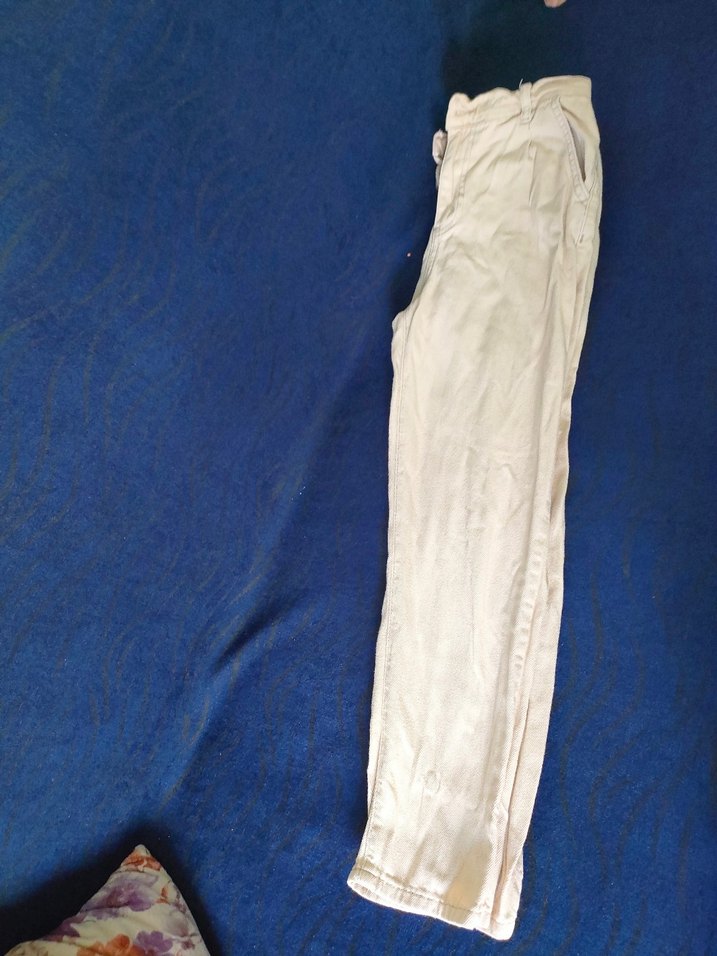 Kadın  Bej Keten boru paça kesim Pantolon - Görsel 5