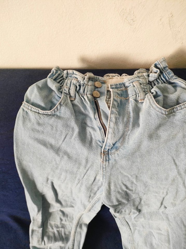 Buz mavisi Bol Kesim boru paça Denim Pantolon - Görsel 3