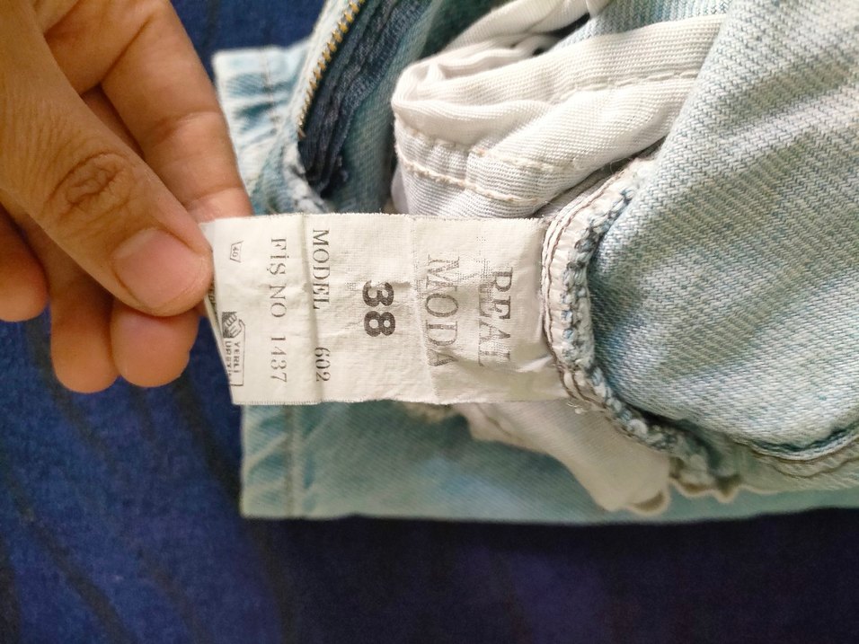 Buz mavisi Bol Kesim boru paça Denim Pantolon - Görsel 4