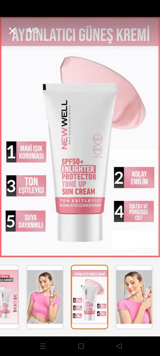 New Well SPF50+ Aydınlatıcı Güneş Kremi - Görsel 3