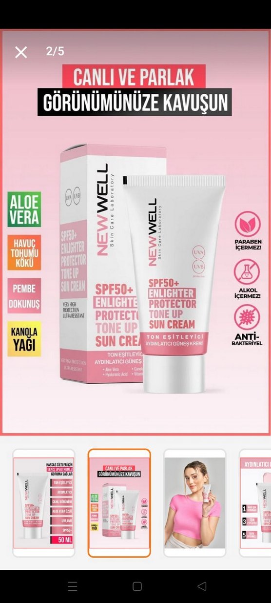 New Well SPF50+ Aydınlatıcı Güneş Kremi - Görsel 4