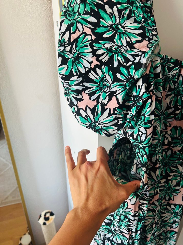 Yeşil Bohem V Yaka Midi Elbise - Görsel 2