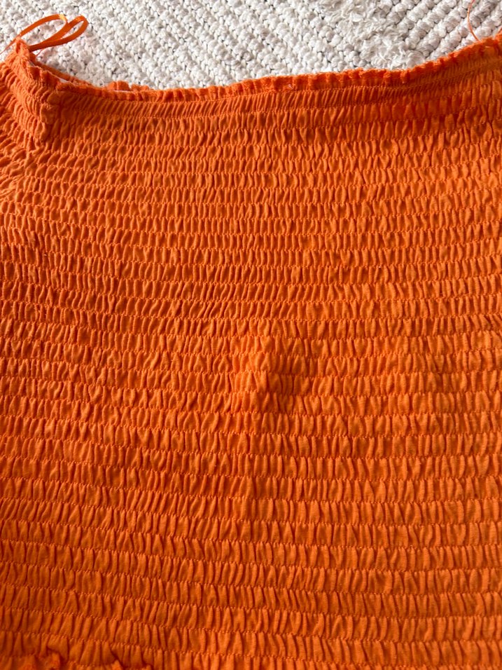 Turuncu Örme Kısa Bluz - Görsel 4