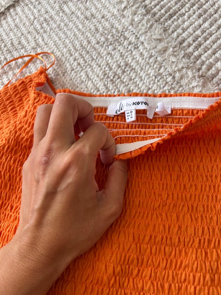 Turuncu Örme Kısa Bluz - Görsel 2