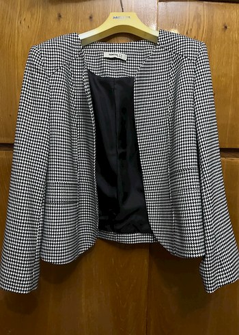 Düğmeli Kareli Kadın Blazer Ceket - Görsel 2