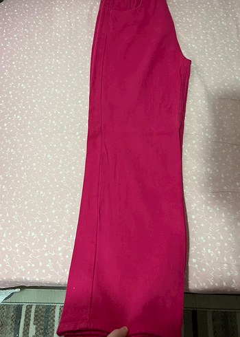 Pembe Kot Boru Paça Pantolon - Görsel 3