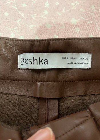 BerskhaKahverengi Deri İspanyol Paça Kadın Pantolon - Görsel 2