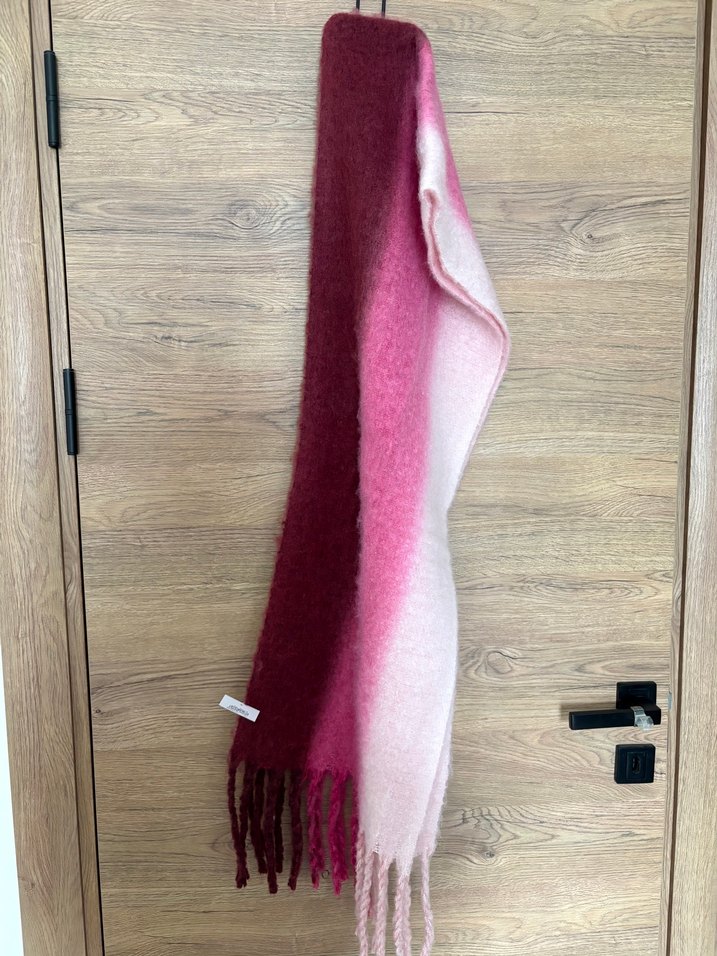 Püsküllü Bordo Yün Kadın Şal - Görsel 2