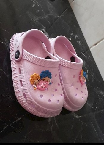 25 Beden Kız Çocuk Pembe Kaydırmaz Velcro Terlik