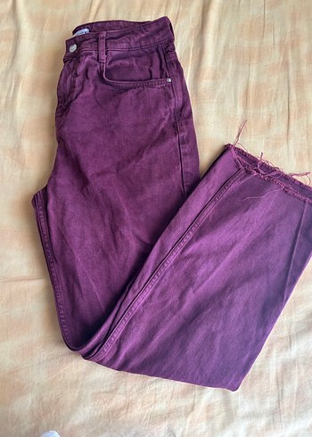Zara/ Bordo Boru Paça Kot Pantolon