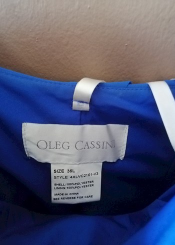 Oleg Cassini Mavi Drapeli Uzun Abiye Elbise